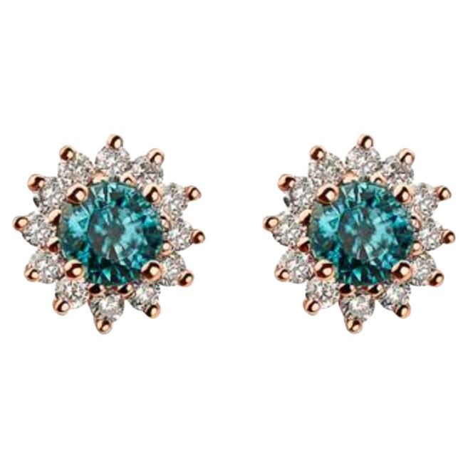 Birthstone Earrings Featuring Blueberry Zircon Nude Diamonds For Sale
