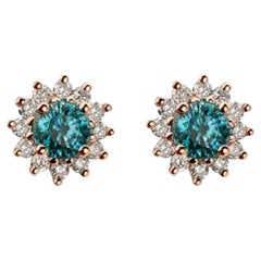 Birthstone-Ohrringe mit blauen Beeren- Zirkon-Akt-Diamanten