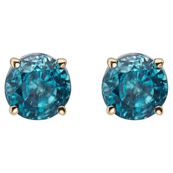 Birthstone Earrings Featuring Blueberry Zircon Set in 14K Honey Gold For Sale