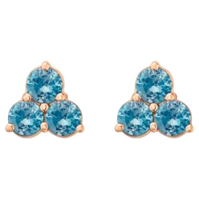 Birthstone Earrings Featuring Blueberry Zircon Set in 14K Strawberry Gold