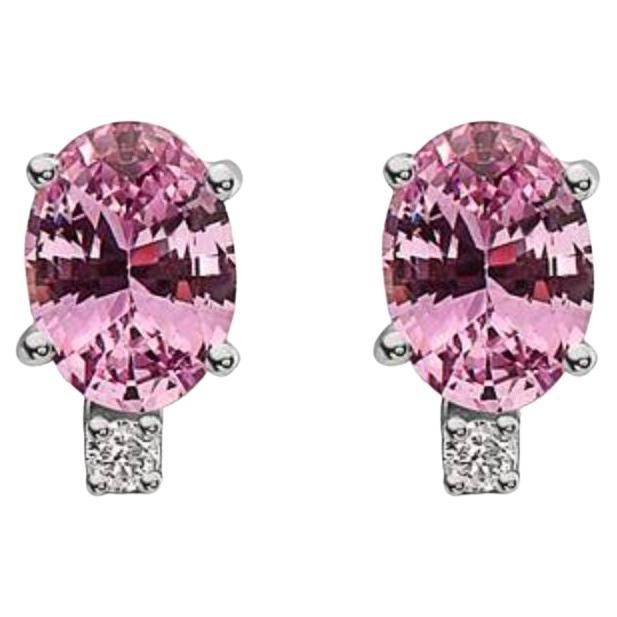 Birthstone Earrings Featuring Bubble Gum Pink Sapphire Nude Diamonds Set For Sale