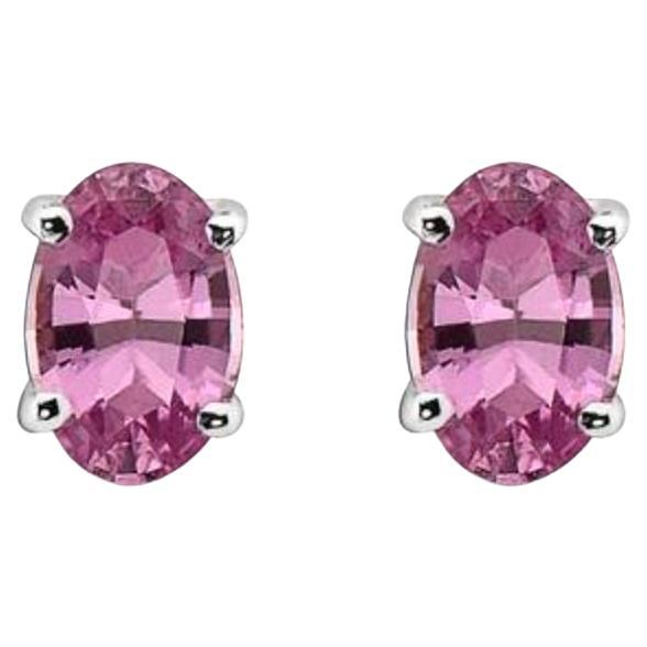Birthstone Earrings Featuring Bubble Gum Pink Sapphire Set in 14K Vanilla Gold For Sale
