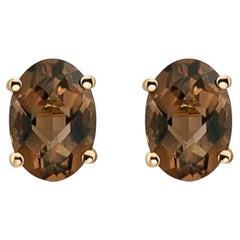 Birthstone-Ohrringe mit Schokoladenquarz-Set aus 14 Karat Honiggold