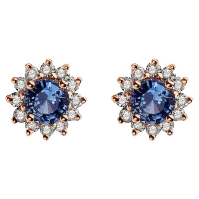 Birthstone Earrings Featuring Cornflower Sapphire Nude Diamonds For Sale