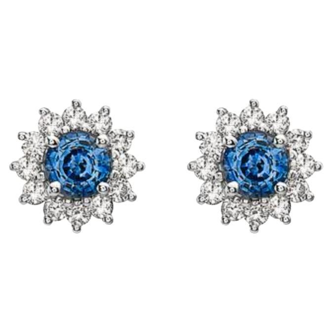 Birthstone Earrings Featuring Cornflower Sapphire Nude Diamonds For Sale