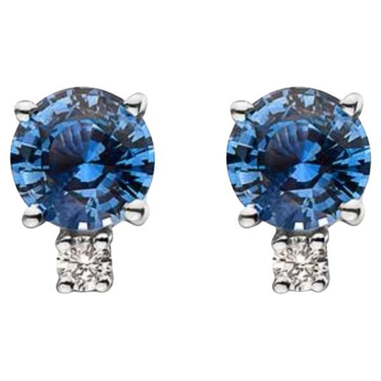 Birthstone Earrings Featuring Cornflower Sapphire Nude Diamonds Set in