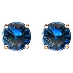 Birthstone Earrings Featuring Cornflower Sapphire Set in 14K Strawberry Gold