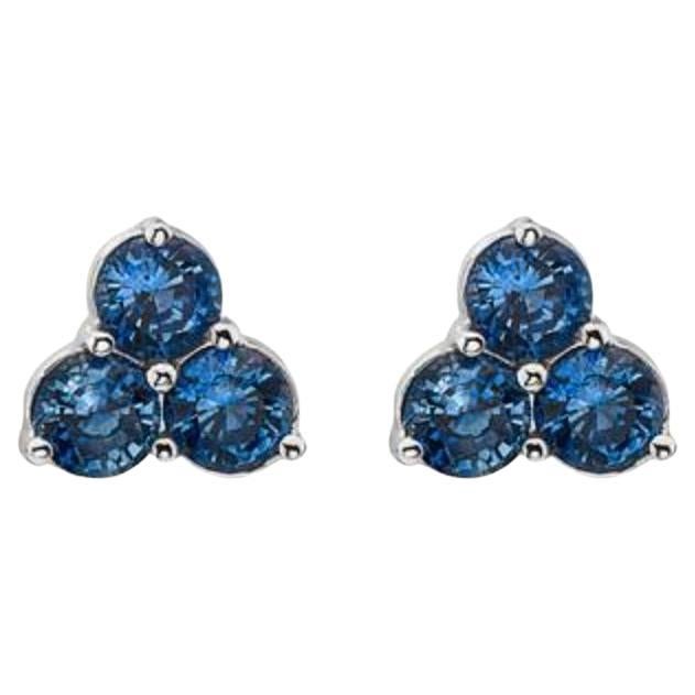 Birthstone Earrings Featuring Cornflower Sapphire Set in 14K Vanilla Gold For Sale