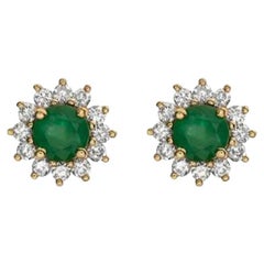 Boucles d'oreilles en pierre de naissance avec émeraudes Costa Smeralda et diamants couleur chair
