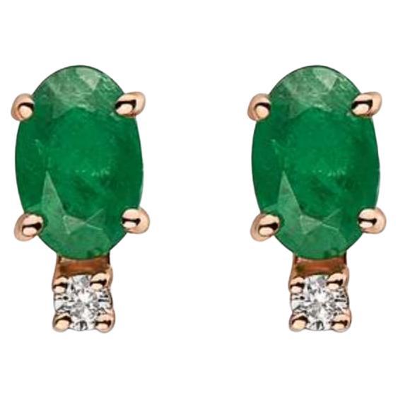 Birthstone Earrings Featuring Costa Smeralda Emeralds Nude Diamonds Set in 14K For Sale
