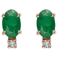 Birthstone Earrings Featuring Costa Smeralda Emeralds Nude Diamonds Set in 14K
