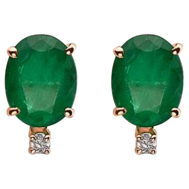 Birthstone Earrings Featuring Costa Smeralda Emeralds Nude Diamonds Set in 14K For Sale