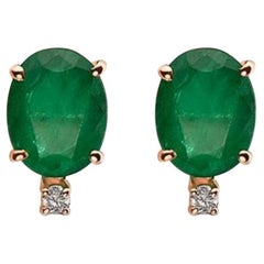 Birthstone Earrings Featuring Costa Smeralda Emeralds Nude Diamonds Set in 14K