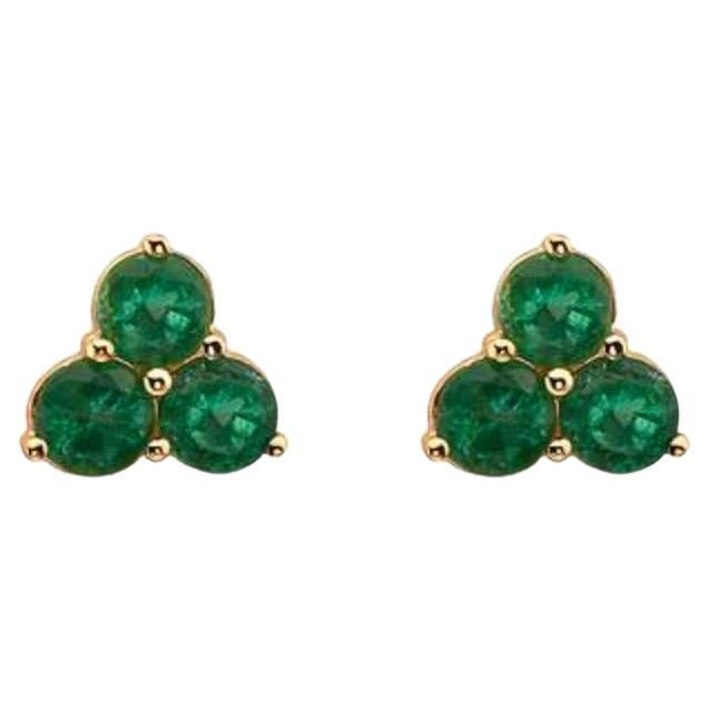 Birthstone Earrings Featuring Costa Smeralda Emeralds Set in 14K Honey Gold