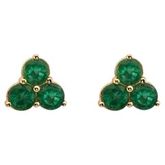 Boucles d'oreilles avec émeraudes de la Costa Smeralda serties en or 14K Honey