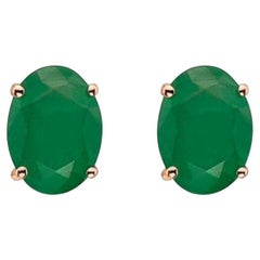 Boucles d'oreilles pierre de naissance avec émeraudes COSTA Smeralda en or fraise 14 carats