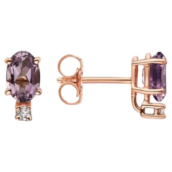 Birthstone Earrings Featuring Grape Amethyst Nude Diamonds Set in 14K