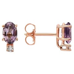 Birthstone-Ohrringe mit Trauben- Amethyst-Akt-Diamanten in 14 Karat