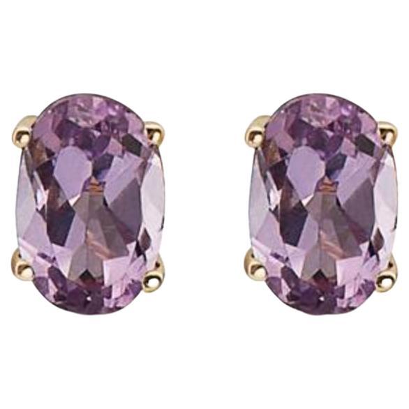 Birthstone Earrings Featuring Grape Amethyst Set in 14K Honey Gold For Sale