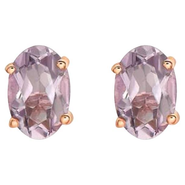Birthstone Earrings Featuring Grape Amethyst Set in 14K Strawberry Gold For Sale