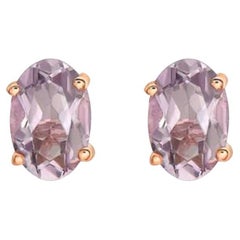 Birthstone Earrings Featuring Grape Amethyst Set in 14K Strawberry Gold