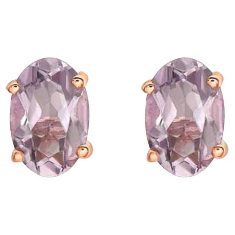Birthstone Earrings Featuring Grape Amethyst Set in 14K Strawberry Gold For  Sale at 1stDibs