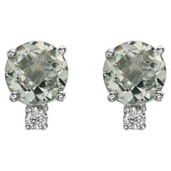 Birthstone Earrings Featuring Mint Julep Quartz Nude Diamonds