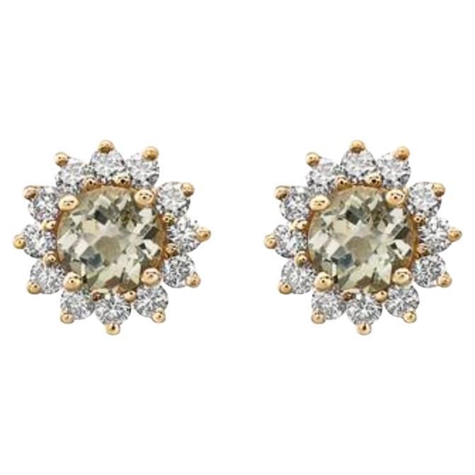Birthstone Earrings Featuring Mint Julep Quartz Nude Diamonds For Sale