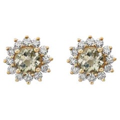 Birthstone Earrings Featuring Mint Julep Quartz Nude Diamonds