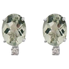Birthstone Earrings Featuring Mint Julep Quartz Nude Diamonds Set in 14K