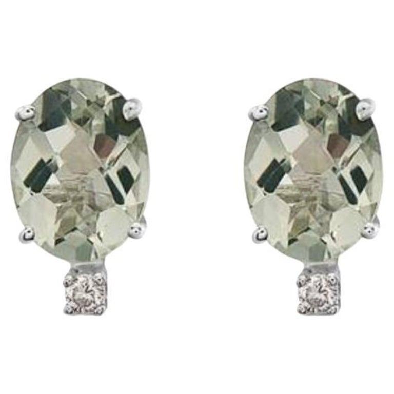 Birthstone Earrings Featuring Mint Julep Quartz Nude Diamonds Set in