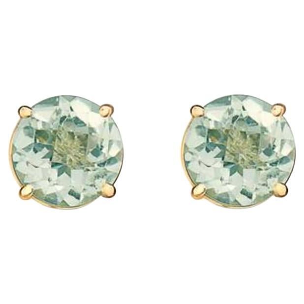 Birthstone Earrings Featuring Mint Julep Quartz Set in 14K Honey Gold For Sale