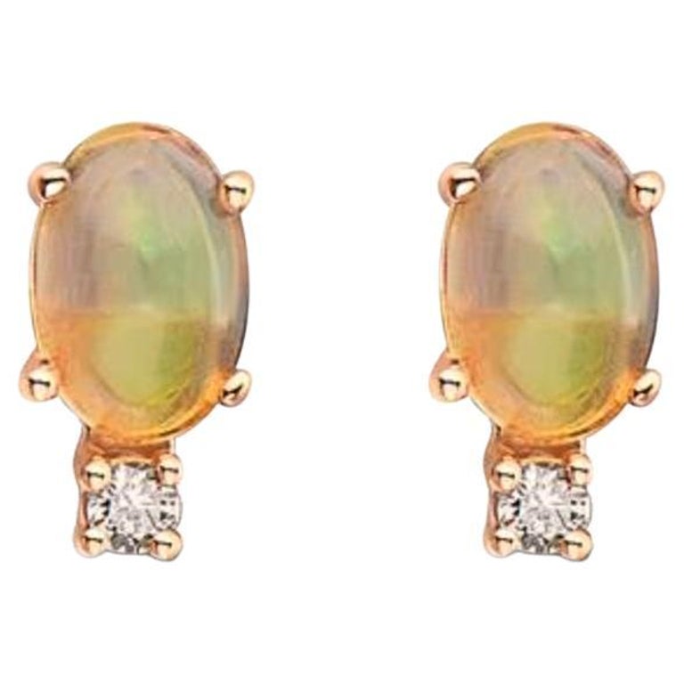 Birthstone Earrings Featuring Neopolitan Opal Nude Diamonds Set in 14K