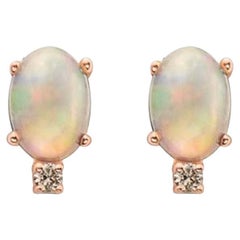 Birthstone Earrings Featuring Neopolitan Opal Nude Diamonds Set in 14K
