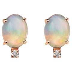 Birthstone Earrings Featuring Neopolitan Opal Nude Diamonds Set in 14K