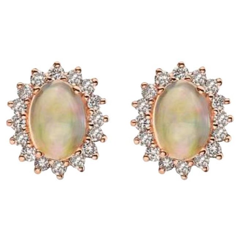 Birthstone Earrings Featuring Neopolitan Opal Nude Diamonds Set in 14K