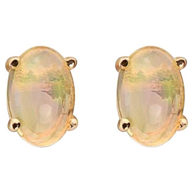 Birthstone Earrings Featuring Neopolitan Opal Set in 14K Honey Gold For Sale