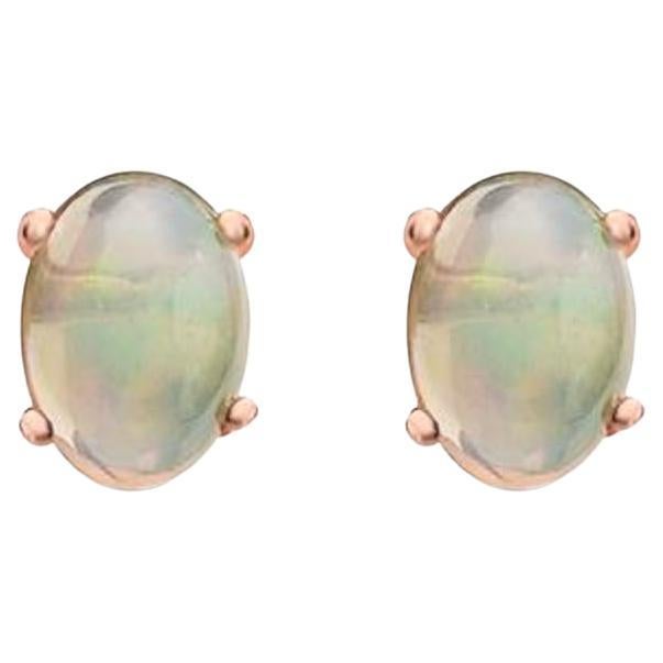 Birthstone Earrings Featuring Neopolitan Opal Set in 14K Strawberry Gold For Sale