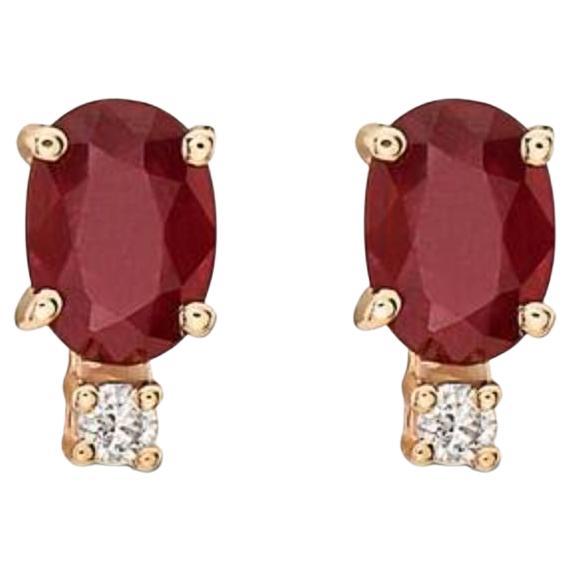 Birthstone Earrings Featuring Passion Ruby Nude Diamonds Set in 14K Honey Gold For Sale
