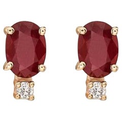 Boucles d'oreilles en or jaune 14 carats avec rubis et diamants couleur chair Passion