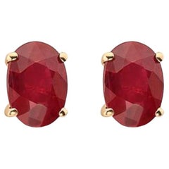 Birthstone Earrings Featuring Passion Ruby Set in 14K Honey Gold