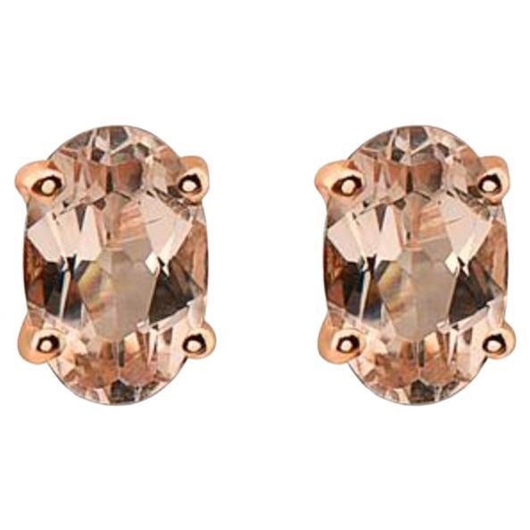 Birthstone Earrings Featuring Peach Morganite Set in 14K Strawberry Gold For Sale