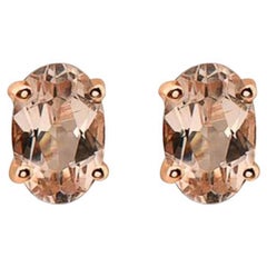 Boucles d'oreilles en or fraise 14 carats avec Morganite de couleur pêche