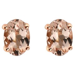 Birthstone Earrings Featuring Peach Morganite Set in 14K Strawberry Gold