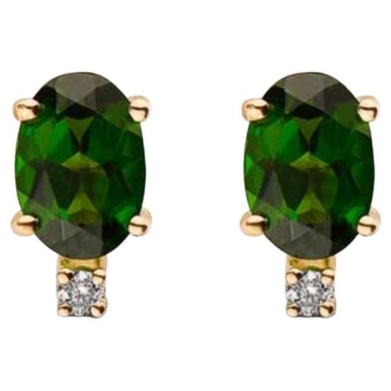 Birthstone Earrings Featuring Pistachio Diopside Nude Diamonds Set in 14K For Sale
