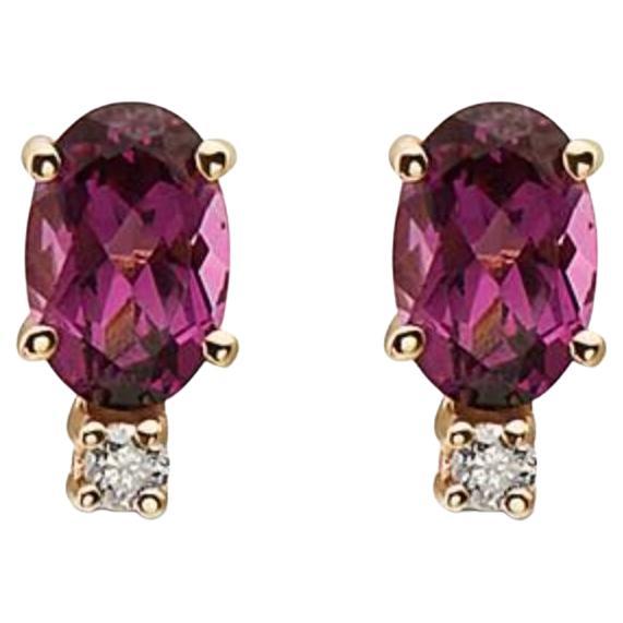 Boucles d'oreilles en or jaune 14 carats avec grenats violets et diamants couleur chair en vente