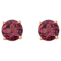 Boucles d'oreilles en or fraise 14 carats serties de rhodolite framboise