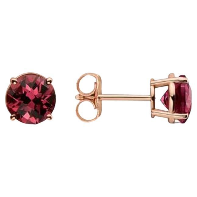 Birthstone Earrings Featuring Raspberry Rhodolite Set in 14K Strawberry Gold