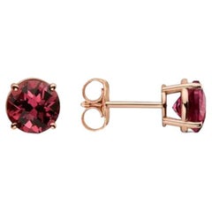 Birthstone Earrings Featuring Raspberry Rhodolite Set in 14K Strawberry Gold