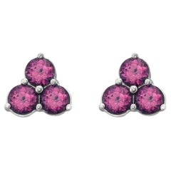 Birthstone Earrings Featuring Raspberry Rhodolite Set in 14K Vanilla Gold